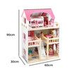 Wooden Doll House 3 Floor Kids Girl Dollhouse Full Furniture Pink 90cm