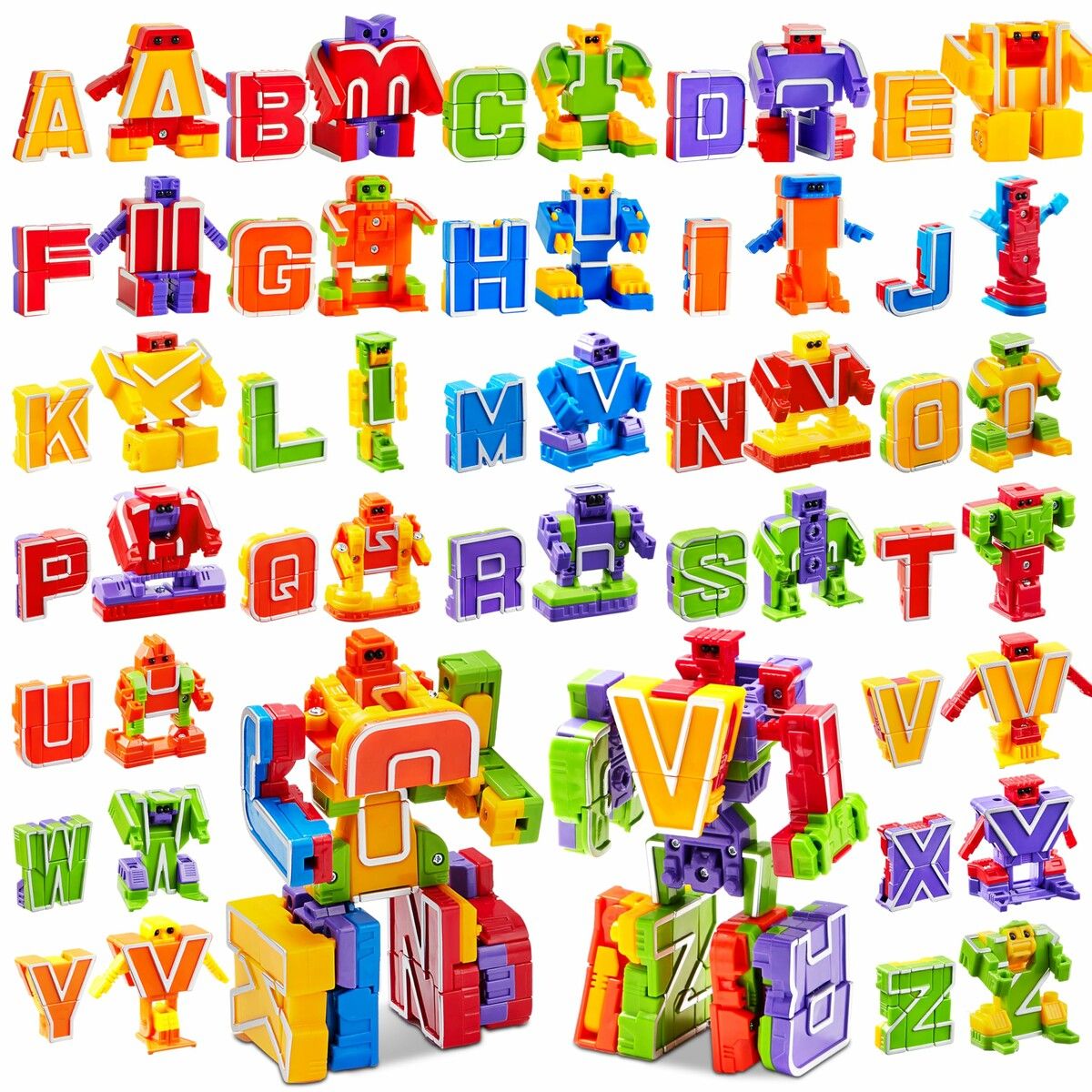 26Pcs Alphabet Toys Number Bots Action Figure Learning Toys Number Robots Toys Educational Toy Gifts for Kids Boys Girls