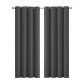 2x Blockout Curtains Panels 3 Layers Charcoal CD1003-132X213-GR