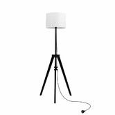 Wooden Floor Lamp Modern Tripod Black