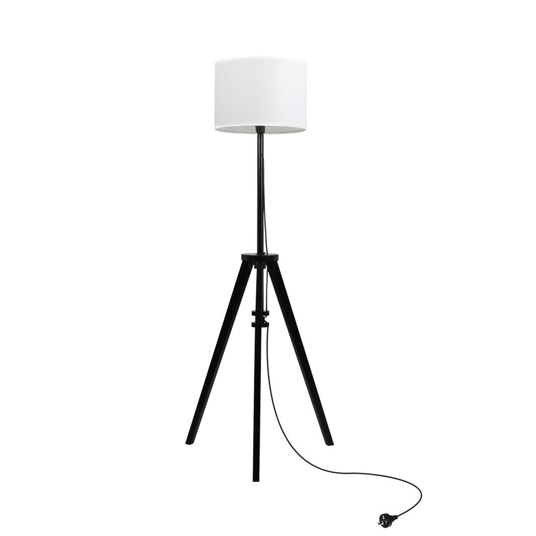 Wooden Floor Lamp Modern Tripod Black