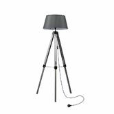 Tripod Wooden Floor Lamp Shaded Grey