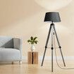 Tripod Wooden Floor Lamp Shaded Grey