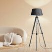 Tripod Wooden Floor Lamp Shaded Grey