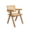 1x Dining Chair Solid Wood Rattan Natural