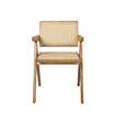 1x Dining Chair Solid Wood Rattan Natural