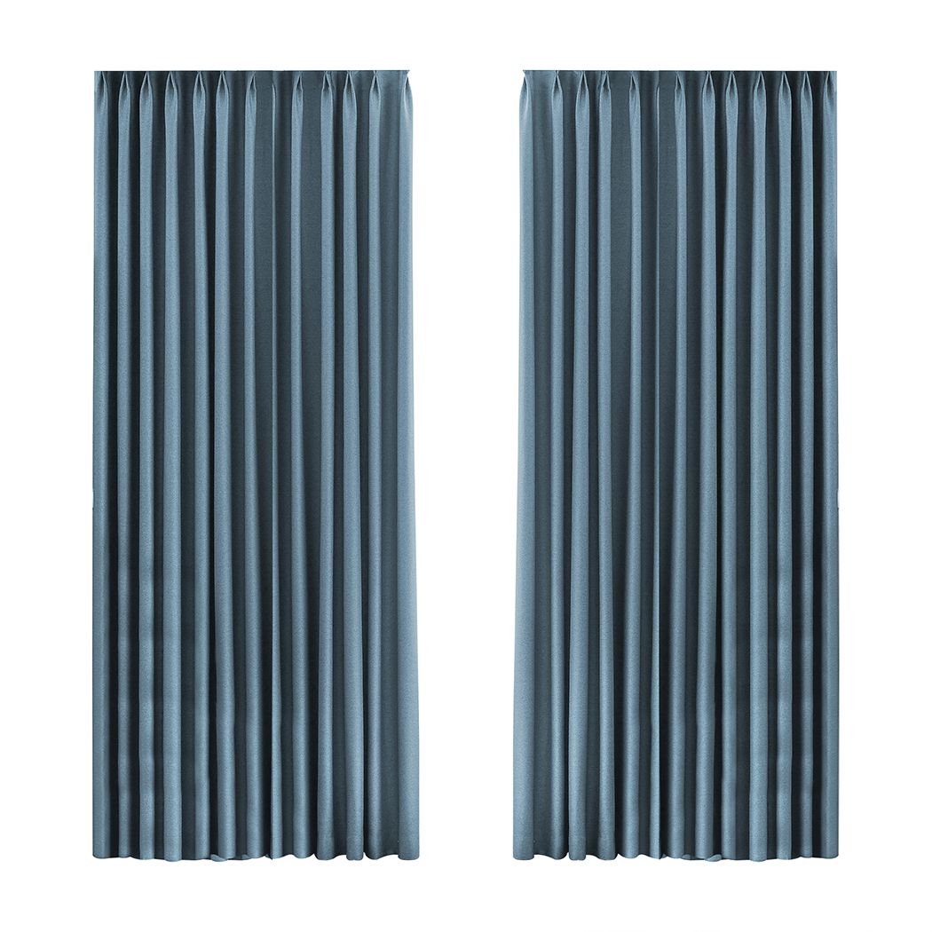 2XBlockout Curtains Chenille 180x250 Blue CD1016-180x250-DG