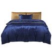 Silky Satin Quilt Cover Set Bedspread Blue Single