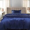 Silky Satin Quilt Cover Set Bedspread Blue Single