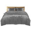 Silky Satin Quilt Cover Set Bedspread Dark Grey Queen