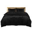 Silky Satin Quilt Cover Set Bedspread Black Queen