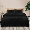 Silky Satin Quilt Cover Set Bedspread Black Queen