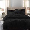 Silky Satin Quilt Cover Set Bedspread Black Queen