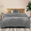Silky Satin Quilt Cover Set Bedspread Dark Grey King Single
