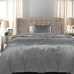 Silky Satin Quilt Cover Set Bedspread Dark Grey King Single
