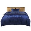 Silky Satin Quilt Cover Set Bedspread Blue King Single