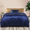 Silky Satin Quilt Cover Set Bedspread Blue King Single