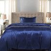 Silky Satin Quilt Cover Set Bedspread Blue King Single