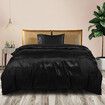 Silky Satin Quilt Cover Set Bedspread Black King Single