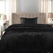 Silky Satin Quilt Cover Set Bedspread Black King Single