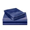 Silky Satin Quilt Cover Set Bedspread Blue Double