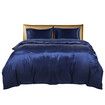 Silky Satin Quilt Cover Set Bedspread Blue Double