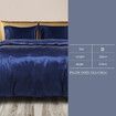 Silky Satin Quilt Cover Set Bedspread Blue Double