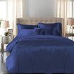 Silky Satin Quilt Cover Set Bedspread Blue Double