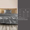 Silky Satin Sheets Fitted Flat Single Grey Dark Grey