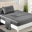 Silky Satin Sheets Fitted Flat Single Grey Dark Grey