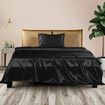 Silky Satin Sheets Fitted Flat Single Black