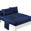 Silky Satin Sheets Fitted Flat Queen Blue