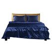 Silky Satin Sheets Fitted Flat Queen Blue