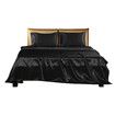 Silky Satin Sheets Fitted Flat Queen Black