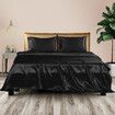 Silky Satin Sheets Fitted Flat Queen Black