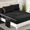 Silky Satin Sheets Fitted Flat Queen Black