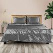 Silky Satin Sheets Fitted Double Grey