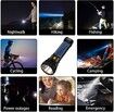 Solar Rechargeable Multi Function 1000 Lumens LED Flashlight,with Emergency Strobe Light and 1200 Mah Battery,Emergency Power Supply and USB Charging Cable,Fast Charging (1PC)