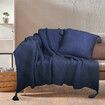 Knitting Throw Blanket Cushion Navy