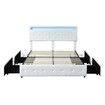 Queen Bed Frame RGB LED PU 4 Drawer USB