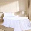 3pcs Sinigle Size 100% Bamboo Bed Sheet Set in White Colour Single