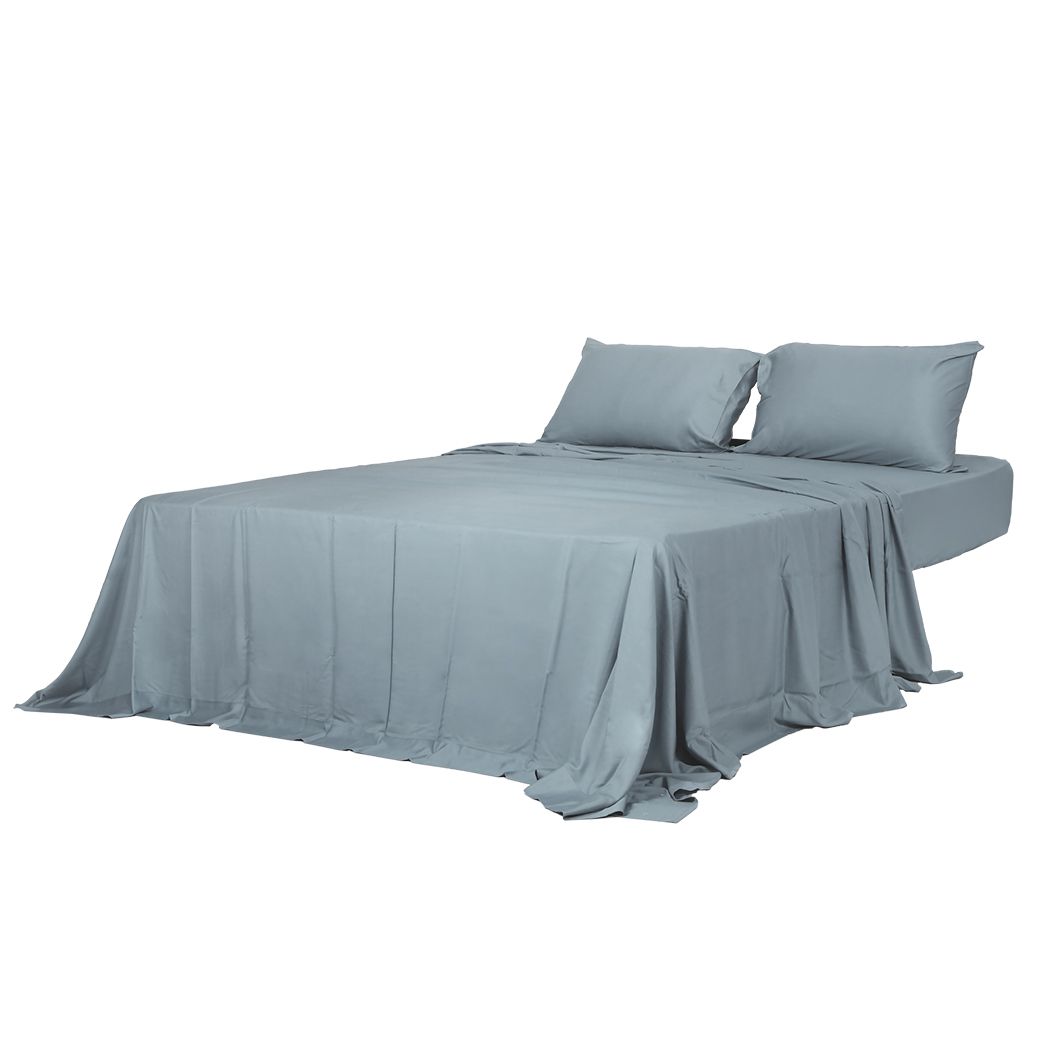 4pcs Queen Size 100% Bamboo Bed Sheet Set in Grey Colour