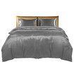 Silky Satin Quilt Cover Set Bedspread Dark Grey Super King