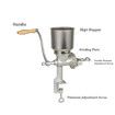 High Hopper Cast Iron Manual Grain Mill-Heavy Duty Grain Grinder,Coffee Grinder Dry and Wet Grinding for Wheat,Grain,Corn and Flours,Silver