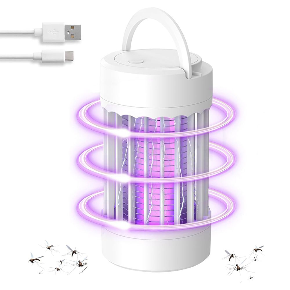 Electric Mosquito Zapper with Night Light Cordless USB Rechargeable Mosquito Repellent Outdoor Patio Fly Killer for Yard Patio Home, White