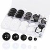 Premium 100 Pcs Resin Sewing Buttons,Eco-Friendly 4-Hole Craft Buttons,5 Sizes of Black Round Mixed Buttons Suitable for Sewing,DIY and Holiday Decoration (Black & White)