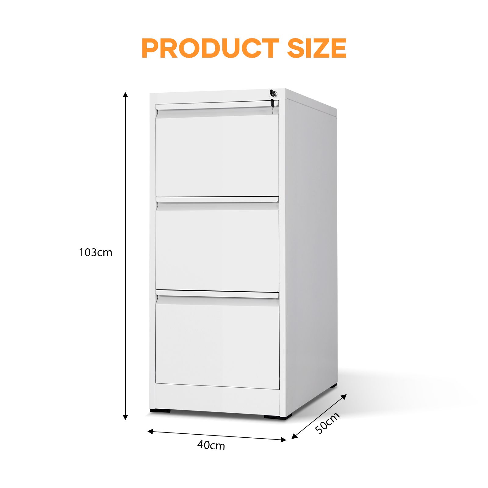 3 Drawer File Cabinet Steel Office Storage Furniture Organiser White Home Locking Filing Vertical Cupboard Unit for Letter Legal A4 F4 Documents