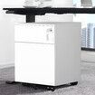 2 Drawer Steel File Cabinet White Metal Under Desk Office Filing Storage Furniture Locking Mobile Vertical Document Organiser Unit on 5 Wheels