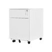 2 Drawer Steel File Cabinet White Metal Under Desk Office Filing Storage Furniture Locking Mobile Vertical Document Organiser Unit on 5 Wheels