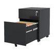 2 Drawer File Cabinet Under Desk Steel Office Filing Furniture Black Metal Locking Document Storage Organiser Vertical Mobile Unit On 5 Wheels